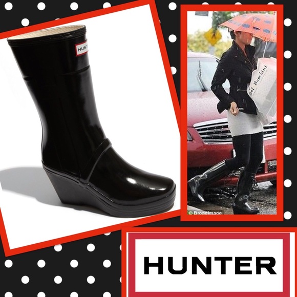 hunter short wedge rain boots